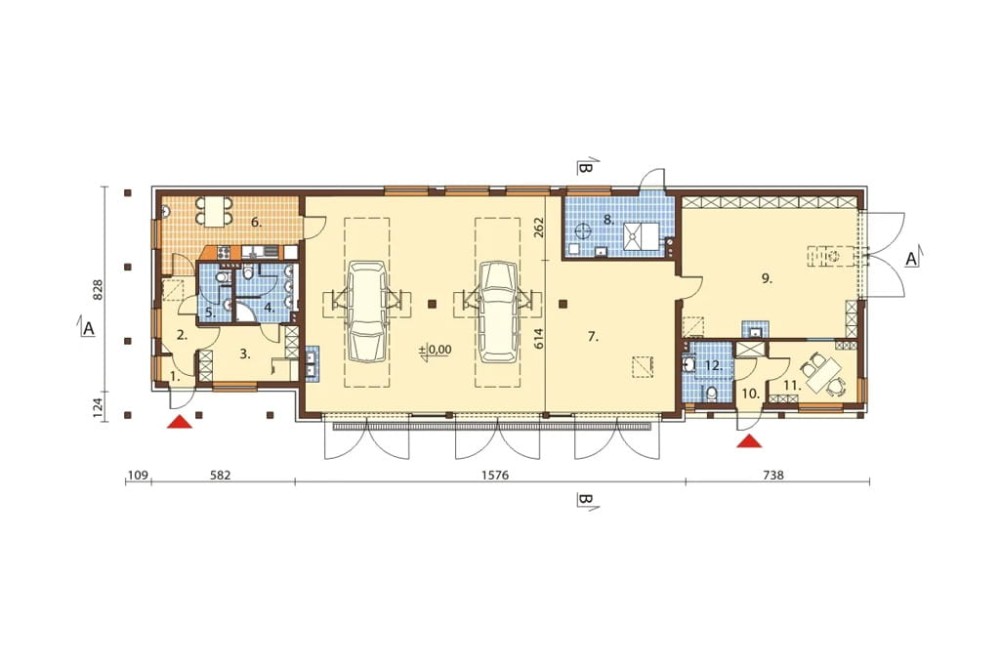 Projekt warsztatu samochodowego K-60, parterowy, niepodpiwniczony - rzut parteru