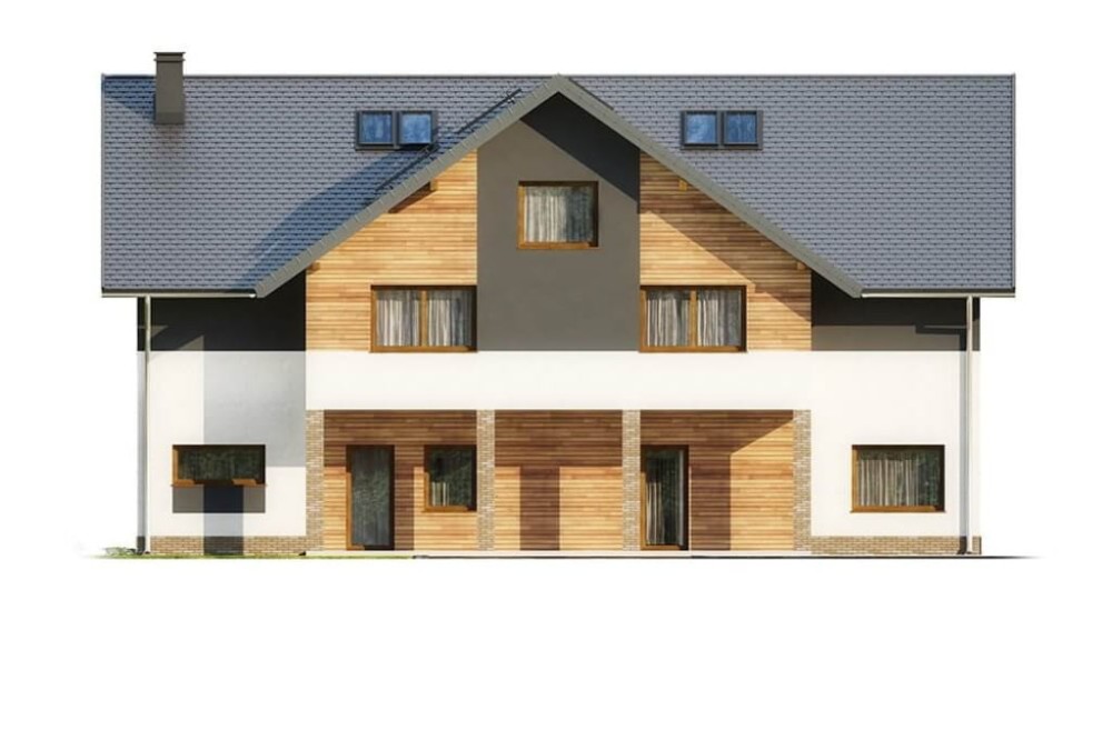 Projekt budynku LK-61C -Projekt motelu LK-61 C, piętrowy z poddaszem użytkowym, niepodpiwniczony, bez garażu -ogrodowa