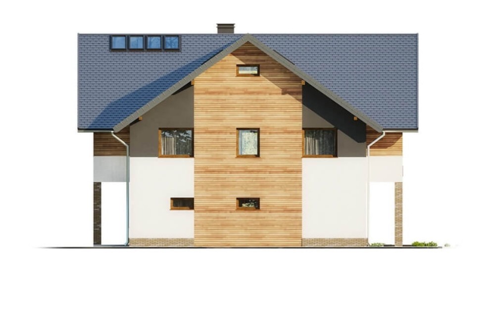 Projekt motelu LK-61 C, piętrowy z poddaszem użytkowym, niepodpiwniczony, bez garażu - elewacja lewa