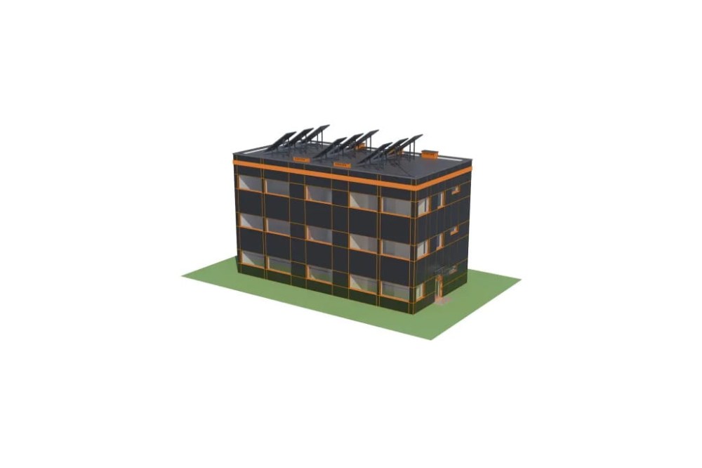 Projekt budynku biurowego K-48, dwupietrowy, bez podpiwniczenia - model