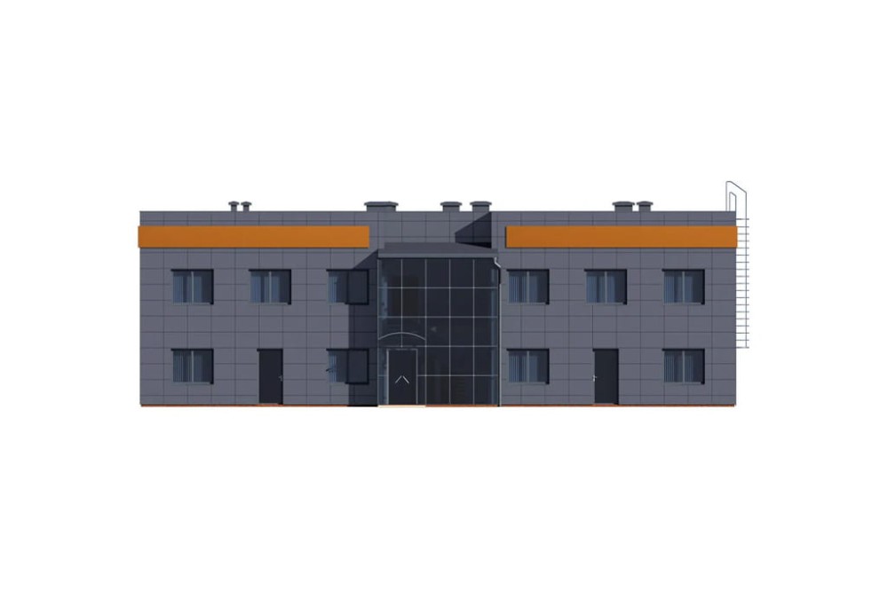 Projekt budynku biurowego K-23, piętrowy, niepodpiwniczony, bez garażu - elewacja frontowa