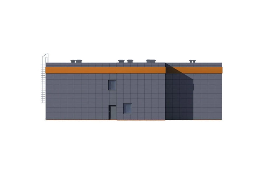 Projekt budynku biurowego K-23, piętrowy, niepodpiwniczony, bez garażu - elewacja ogrodowa