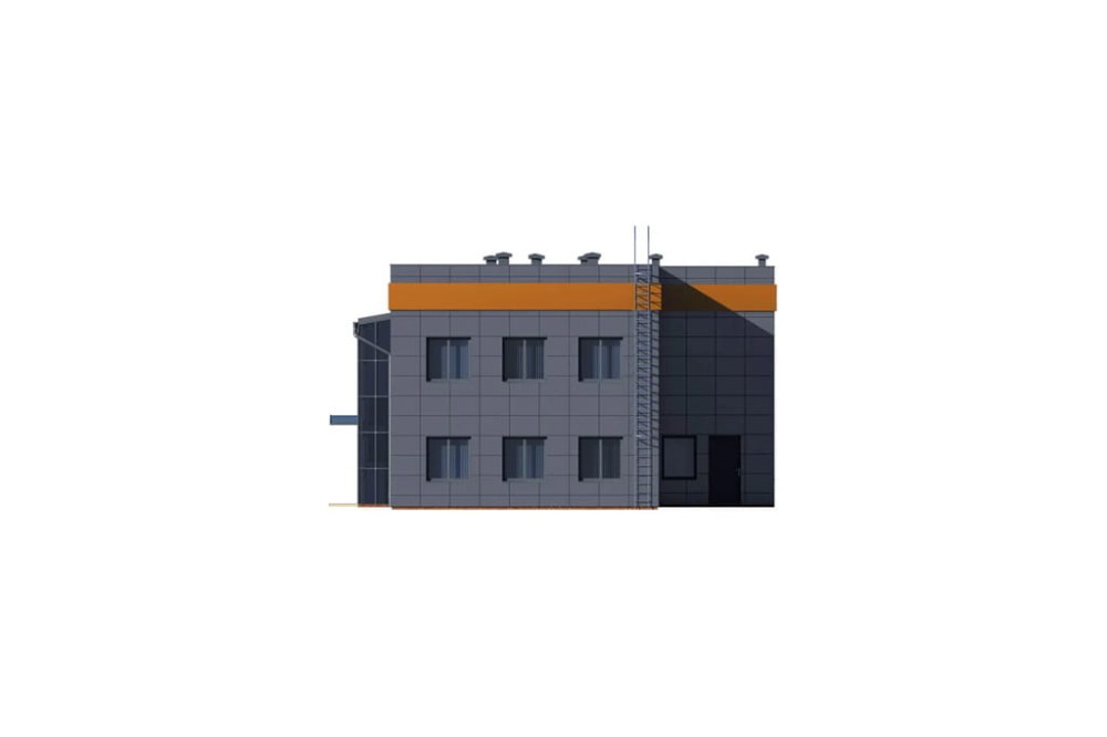 Projekt budynku biurowego K-23, piętrowy, niepodpiwniczony, bez garażu - elewacja prawa