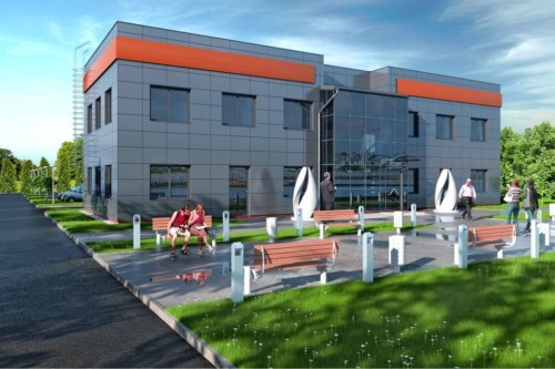 Projekt budynku biurowego LK-23, piętrowy, niepodpiwniczony, bez garażu - kolorystyka wersja 1