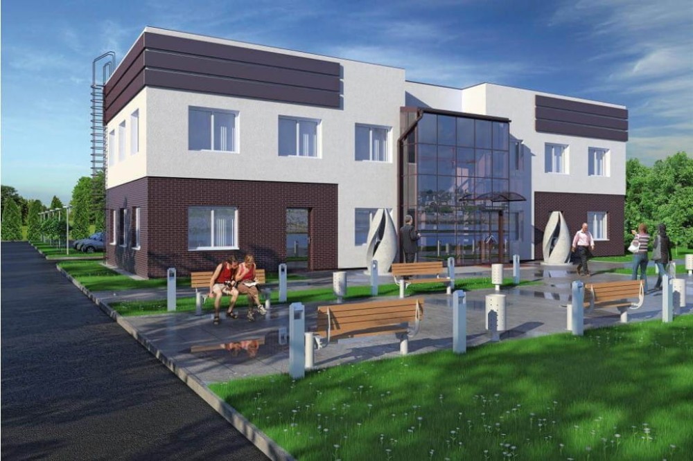 Projekt budynku biurowego LK-23, piętrowy, niepodpiwniczony, bez garażu - kolorystyka wersja 3