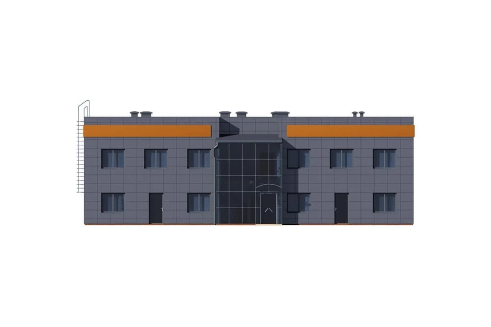 Projekt budynku biurowego LK-23, piętrowy, niepodpiwniczony, bez garażu - elewacja frontowa