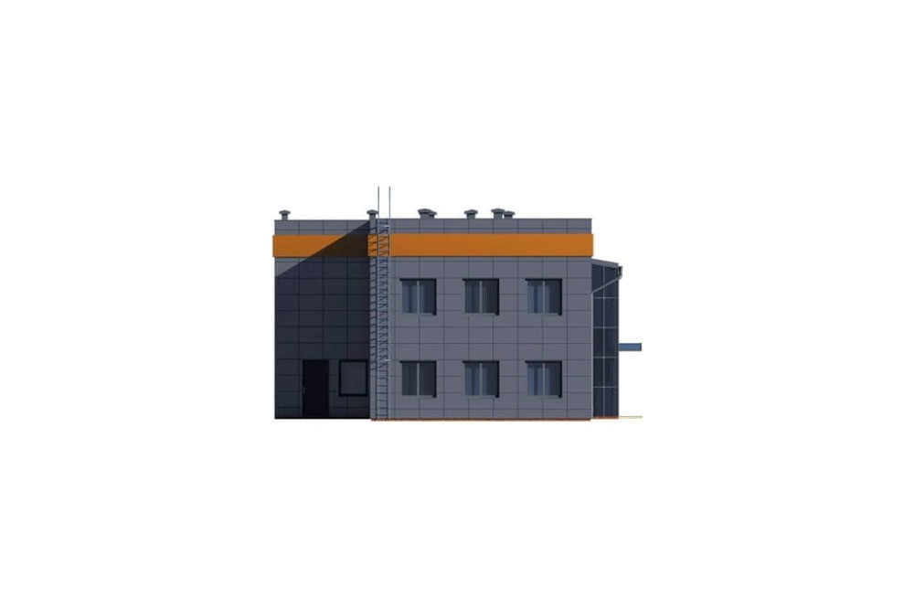 Projekt budynku biurowego LK-23, piętrowy, niepodpiwniczony, bez garażu - elewacja lewa