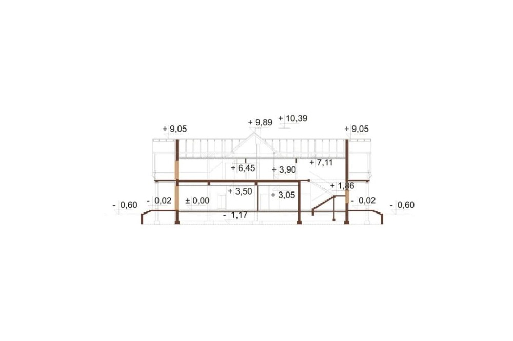 Projekt budynku LK-36 - przekrój C-C