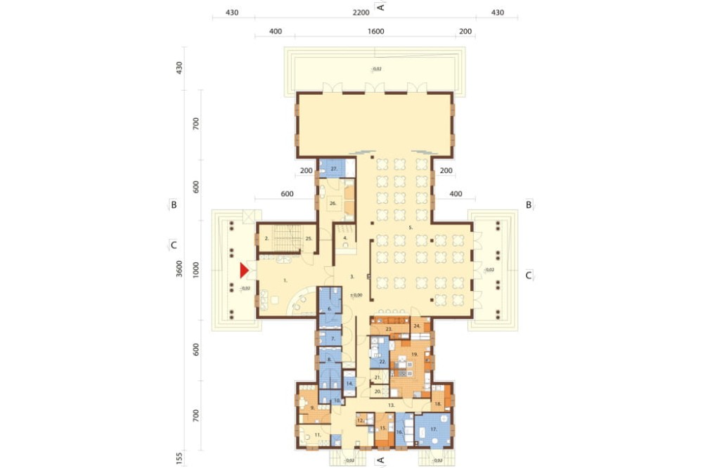 Projekt budynku LK-36 - rzut parteru