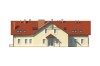 Projekt restauracji, domu weselnego LK-18 C,  parterowy z poddaszem użytkowym, częściowo podpiwniczony - elewacja frontowa