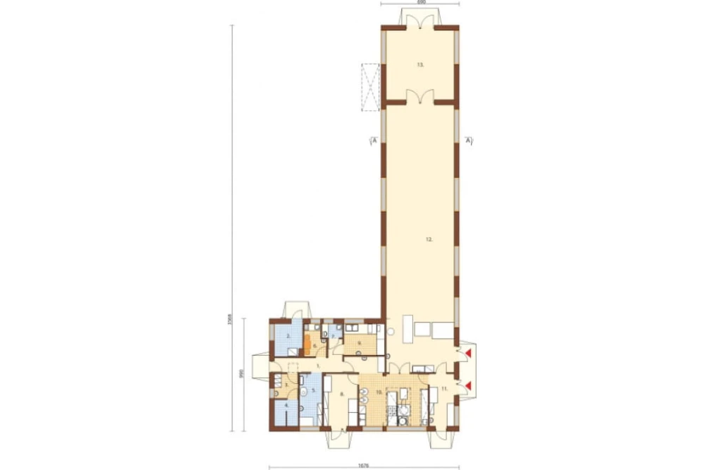 Projekt budynku produkcji spożywczej LK-49, parterowy, bez podpiwniczenia - rzut parteru