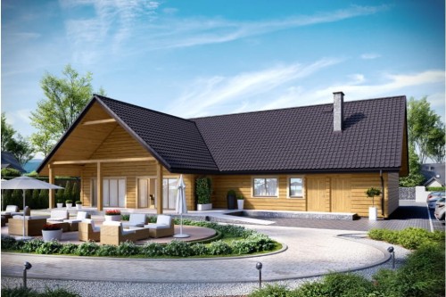 Projekt restauracji LK-01 C, budynek parterowy, niepodpiwniczony - kolorystyka wersja 1