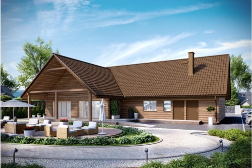 Projekt restauracji LK-01 C, budynek parterowy, niepodpiwniczony - kolorystyka wersja 2