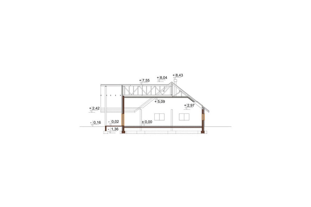 Projekt budynku LK-01C - przekrój B-B