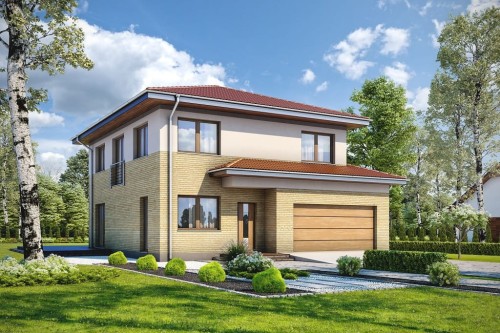 Projekt domu Igetio tech. DM-6679 tech., piętrowy z garażem, jednorodzinny - kolorystyka wersja 2