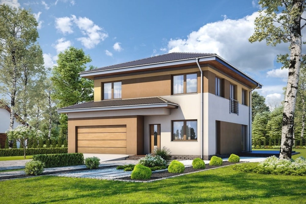 Projekt domu Igetio 2 tech. L-6679 tech., piętrowy z garażem, jednorodzinny - kolorystyka wersja 2