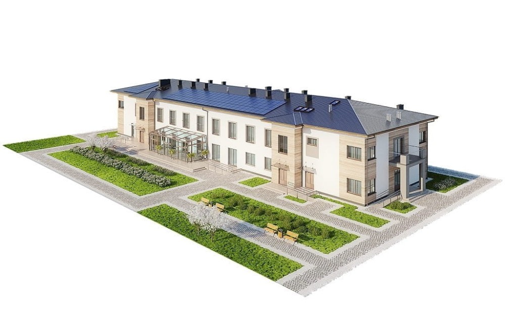 Projekt domu opieki dla osób starszych  LK-124, piętrowy, niepodpiwniczony i bez garażu - model