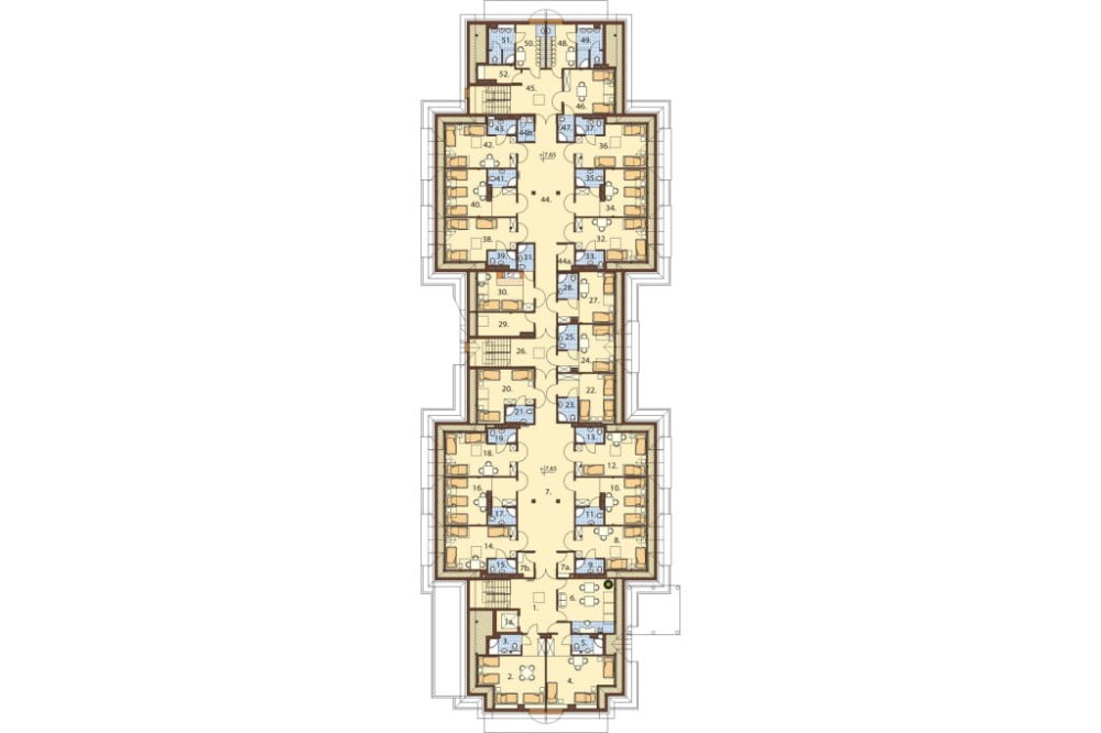 Projekt hotelu LK-57, piętrowy z poddaszem użytkowym, niepodpiwniczony, bez garażu - rzut poddasza