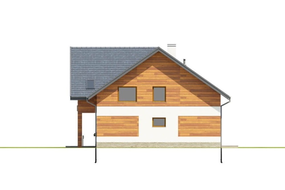 Projekt motelu LK-61 D, niepodpiwniczony, posiada 2 kondygnacje nadziemne - elewacja boczna