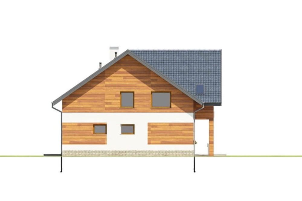 Projekt motelu LK-61 D, niepodpiwniczony, posiada 2 kondygnacje nadziemne - elewacja boczna