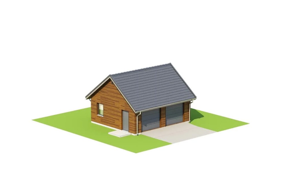Projekt garażu dwustanowiskowego ZG-100, parterowy, niepodpiwniczony - model