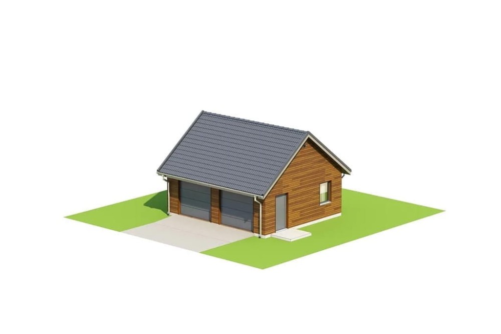 Projekt garażu dwustanowiskowego LZG-100, parterowy, niepodpiwniczony - model