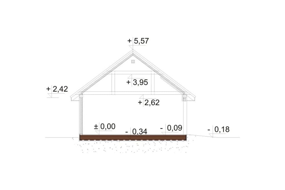 Projekt budynku LZG-100 - przekrój A-A