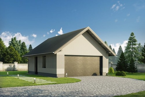 Projekt garażu dwustanowiskowego LZG-109, parterowy, bez piwnicy, bez poddasza - kolorystyka wersja 1