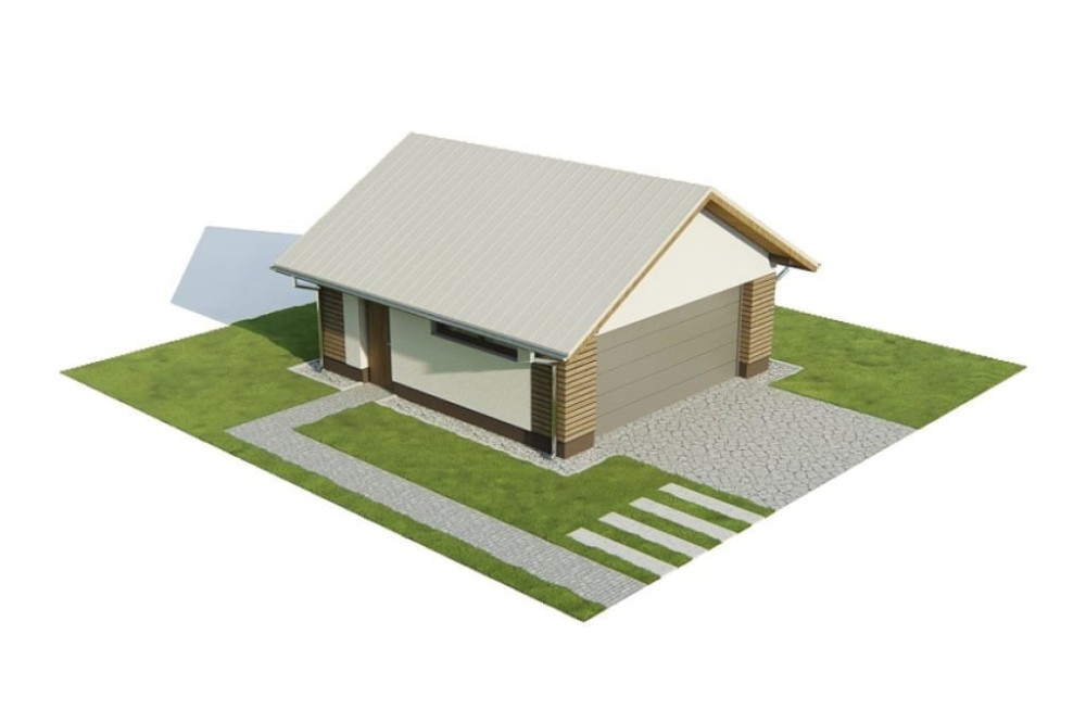 Projekt garażu dwustanowiskowego LZG-110, parterowy, bez piwnicy, bez poddasza - model