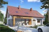 Projekt domu Rycerka tech. DM-6411 tech., parterowy  z poddaszem użytkowym, jednorodzinny, tradycyjny, z garażem-kolorystyka wersja 2