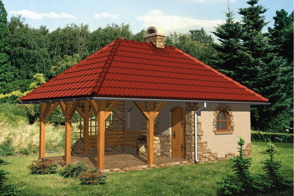 Projekt altany tech. ZG-55 tech., parterowy, bez podpiwniczenia - kolorystyka wersja 1