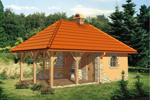 Projekt altany tech. ZG-55 tech., parterowy, bez podpiwniczenia - kolorystyka wersja 2