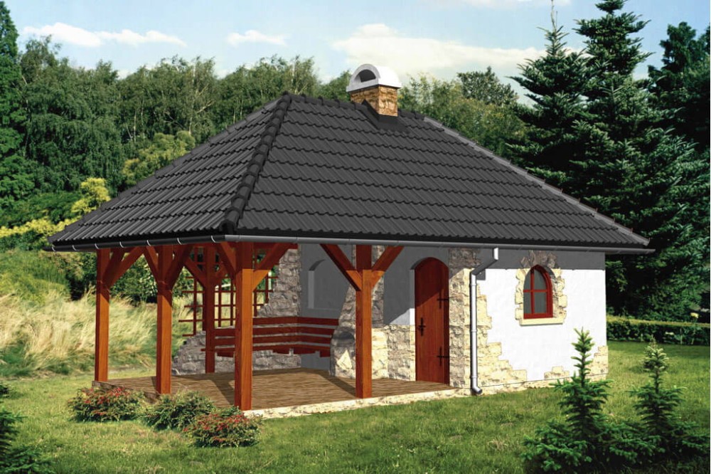Projekt altany tech. ZG-55 tech., parterowy, bez podpiwniczenia - kolorystyka wersja 4