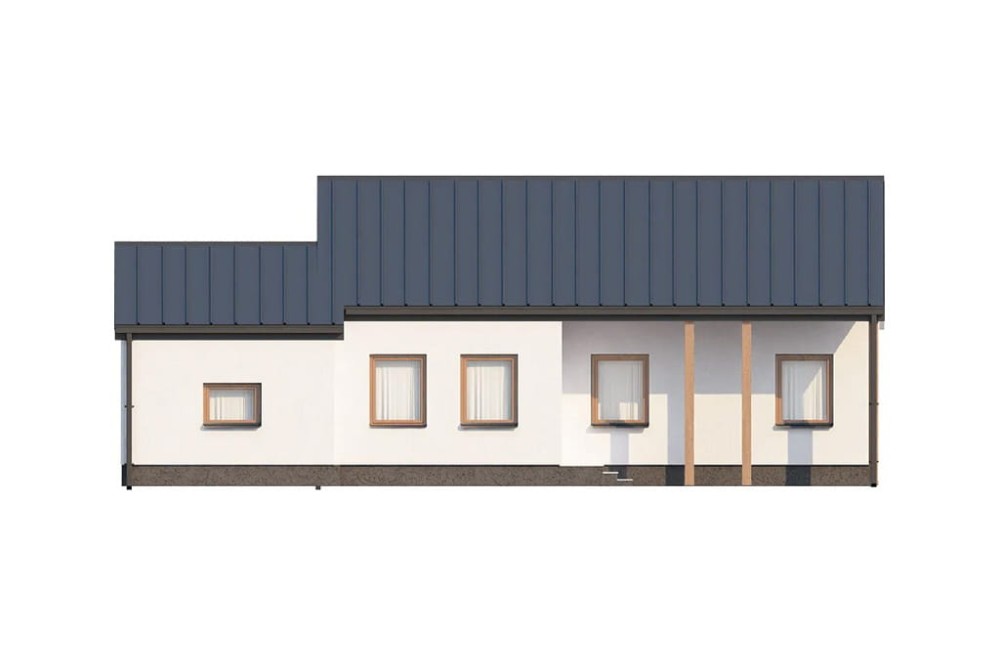 Projekt domu Domaszków N L-5538 N, parterowy z poddaszem mieszkalnym, bez podpiwniczenia  - elewacja ogrodowa