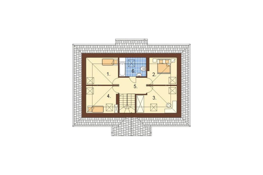 Projekt domu Sitno L-6083, parterowy, z poddaszem użytkowym, jednorodzinny, tradycyjny, z garażem, bez podpiwniczenia - rzut poddasza