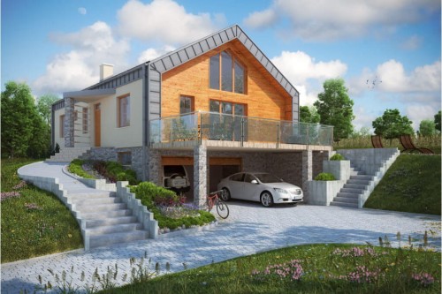 Projekt domu DM-6497 - wykończenie elewacji