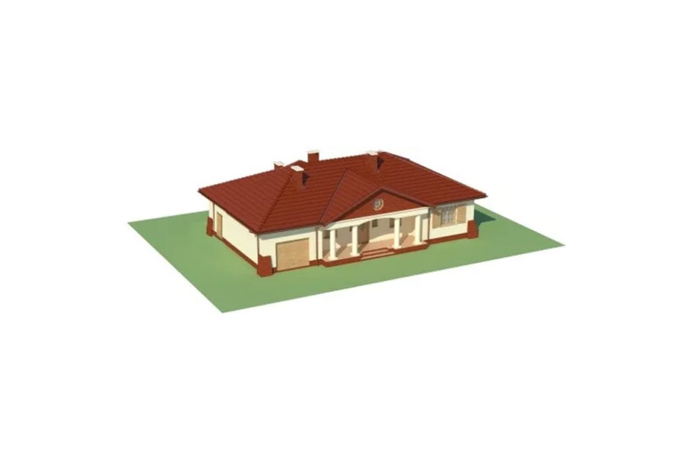 Projekt domu Ludwinów DM-6079, parterowy, jednorodzinny, dworkowy, z garażem, bez podpiwniczenia  - model