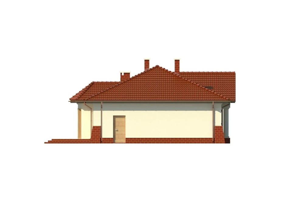 Projekt domu Ludwinów DM-6079, parterowy, jednorodzinny, dworkowy, z garażem, bez podpiwniczenia  - elewacja prawa