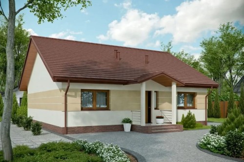 Projekt domu Posłonków DM-6603, parterowy, jednorodzinny, tradycyjny, bez garażu, bez podpiwniczenia-kolorystyka wersja 2