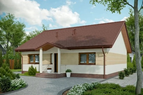 Projekt domu Posłonków 2 L-6603, parterowy, jednorodzinny, tradycyjny, bez garażu, bez podpiwniczenia-kolorystyka wersja 2