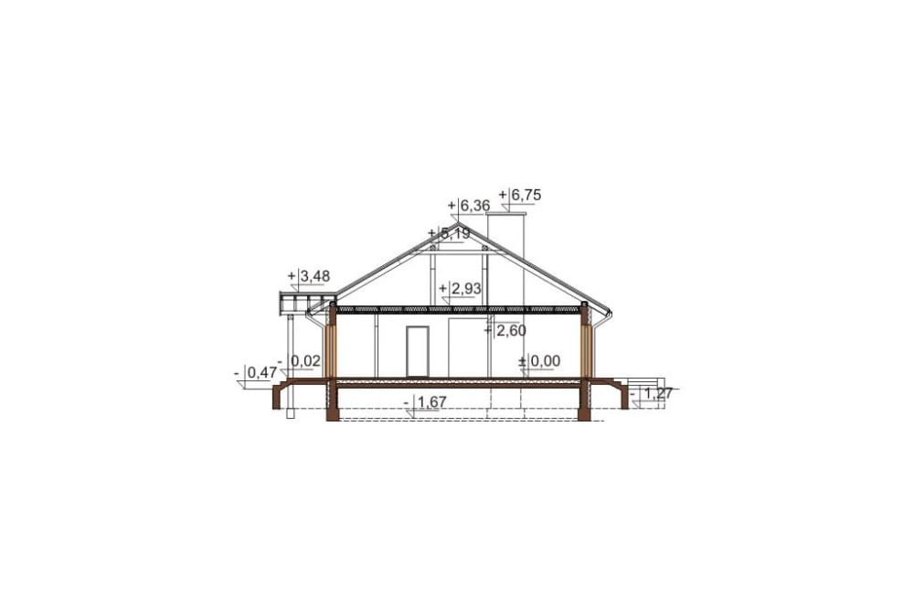 Projekt budynku L-6603 - przekrój A-A