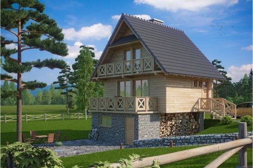 Projekt domu Przeborowo tech. DM-6082 tech., parterowy z poddaszem użytkowym i częściowym podpiwniczeniem, bez garażu-kolorystyka wersja 2