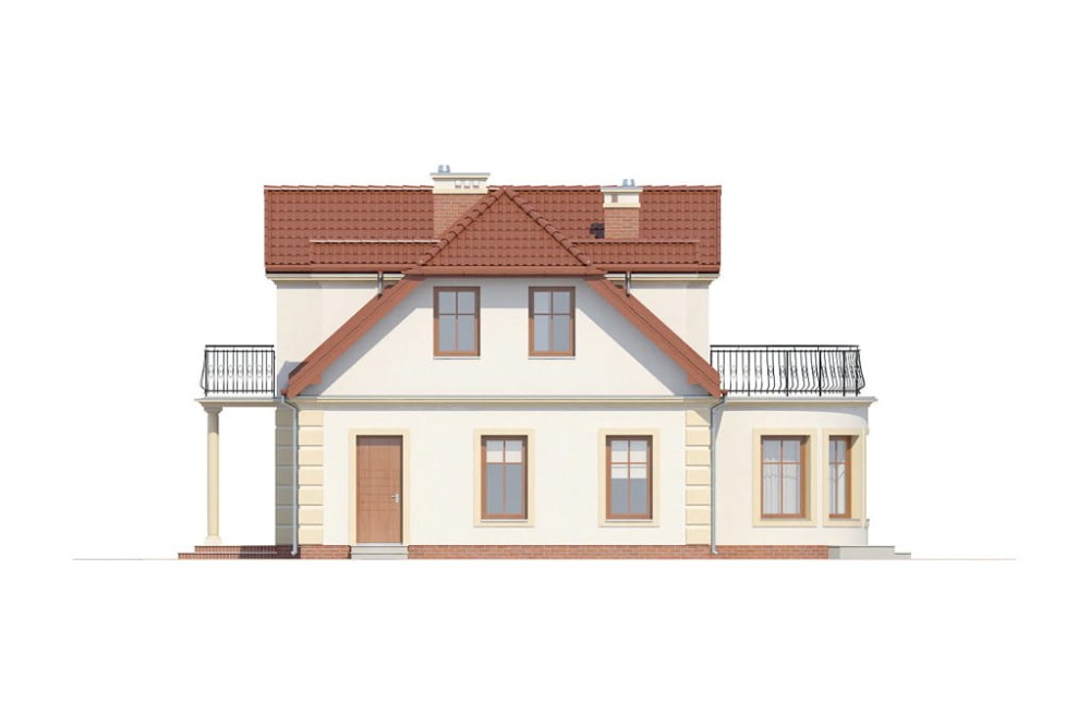 Projekt domu Kwiatoń 2 L-6414, parterowy z poddaszem użytkowym, jednorodzinny, dworkowy, bez garażu, bez podpiwniczenia  -elewacja lewa