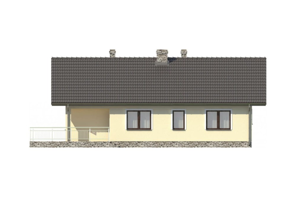 Projekt domu Olendry DM-6319, parterowy bez podpiwniczenia i bez garażu - elewacja ogrodowa