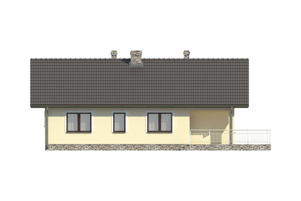 Projekt domu Paniewo L-6319, parterowy bez podpiwniczenia i bez garażu - elewacja ogrodowa