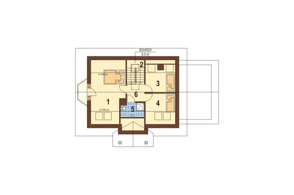 Projekt domu Zacisze DM-6168, parterowy z poddaszem użytkowym, jednorodzinny, bez podpiwniczenia, z garażem - rzut poddasza