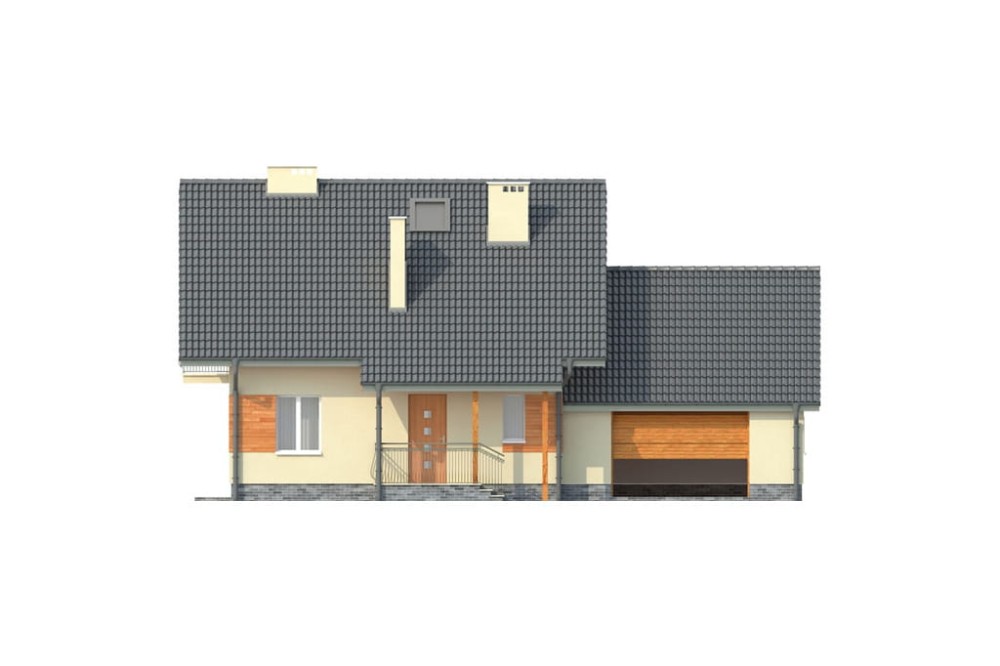 Projekt domu Turowice G DM-6190 G, parterowy, z poddaszem użytkowym, jednorodzinny, tradycyjny, z garażem dwustanowiskowym, z podpiwniczeniem- elewacja frontowa