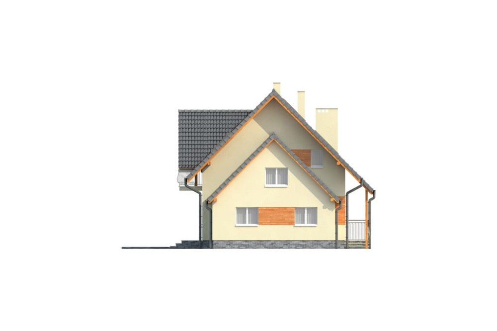 Projekt domu Sosnowa G L-6190 G, parterowy, z poddaszem użytkowym, jednorodzinny, tradycyjny, z garażem dwustanowiskowym, z podpiwniczeniem- elewacja lewa