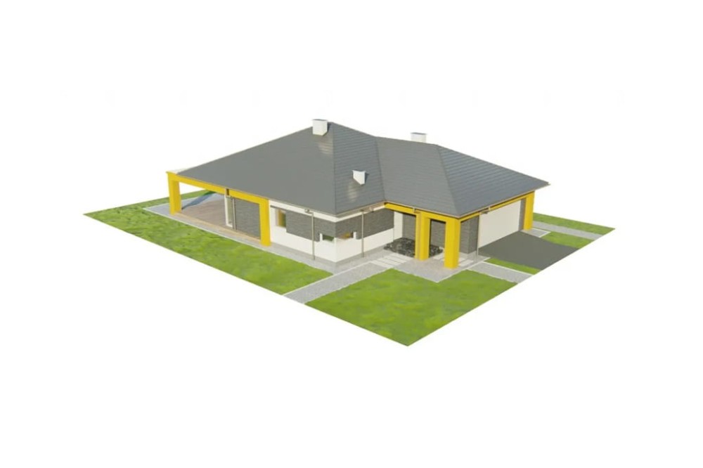 Projekt domu Elgi DM-6754,parterowy, jednorodzinny, tradycyjnego, z garażem dwustanowiskowym, bez podpiwniczenia - model