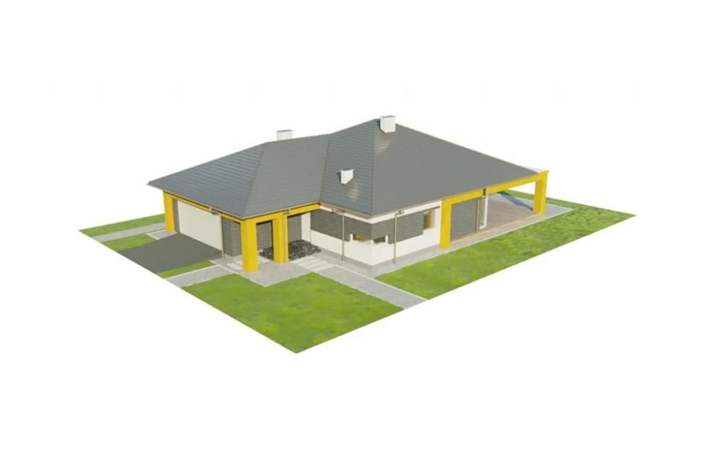 Projekt domu Elgi 2 L-6754,parterowy, jednorodzinny, tradycyjnego, z garażem dwustanowiskowym, bez podpiwniczenia - model